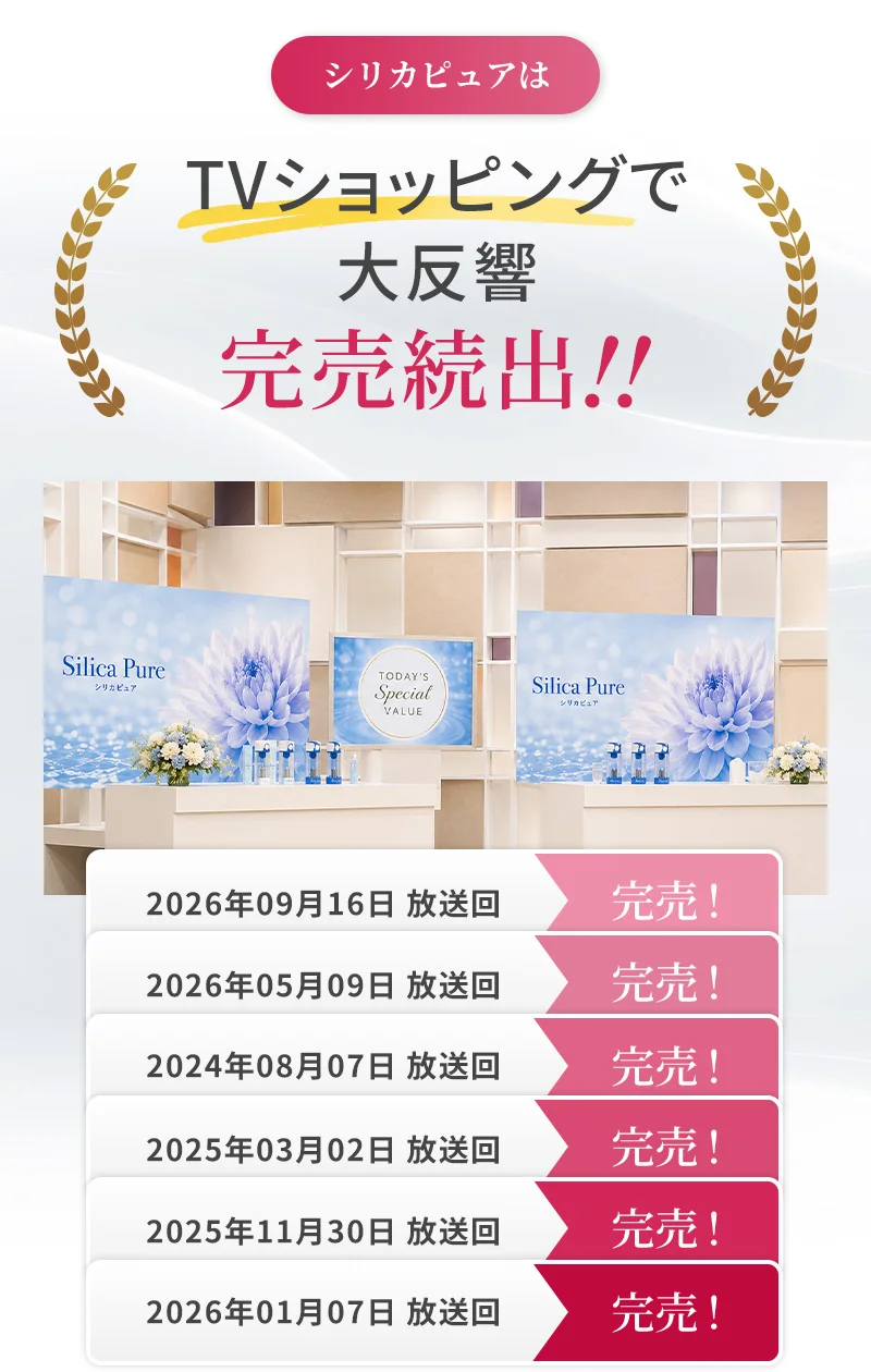 シリカピュアはTVショッピングで大反響・完売続出！